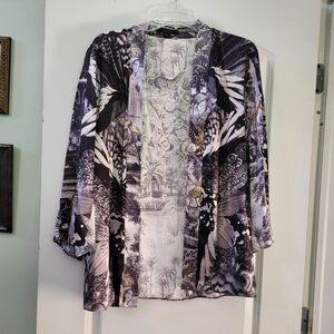 All Saints Black and White Patterned Kimono S XS
